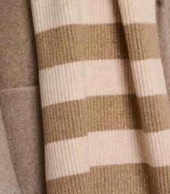 Gebreide gestreepte sjaal Birch melange OS