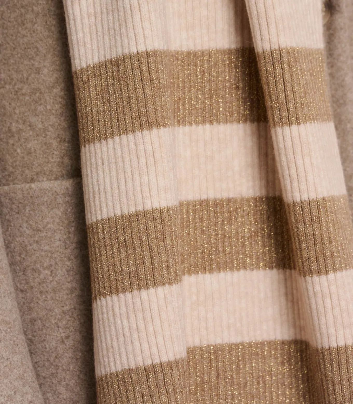 Gebreide gestreepte sjaal Birch melange OS