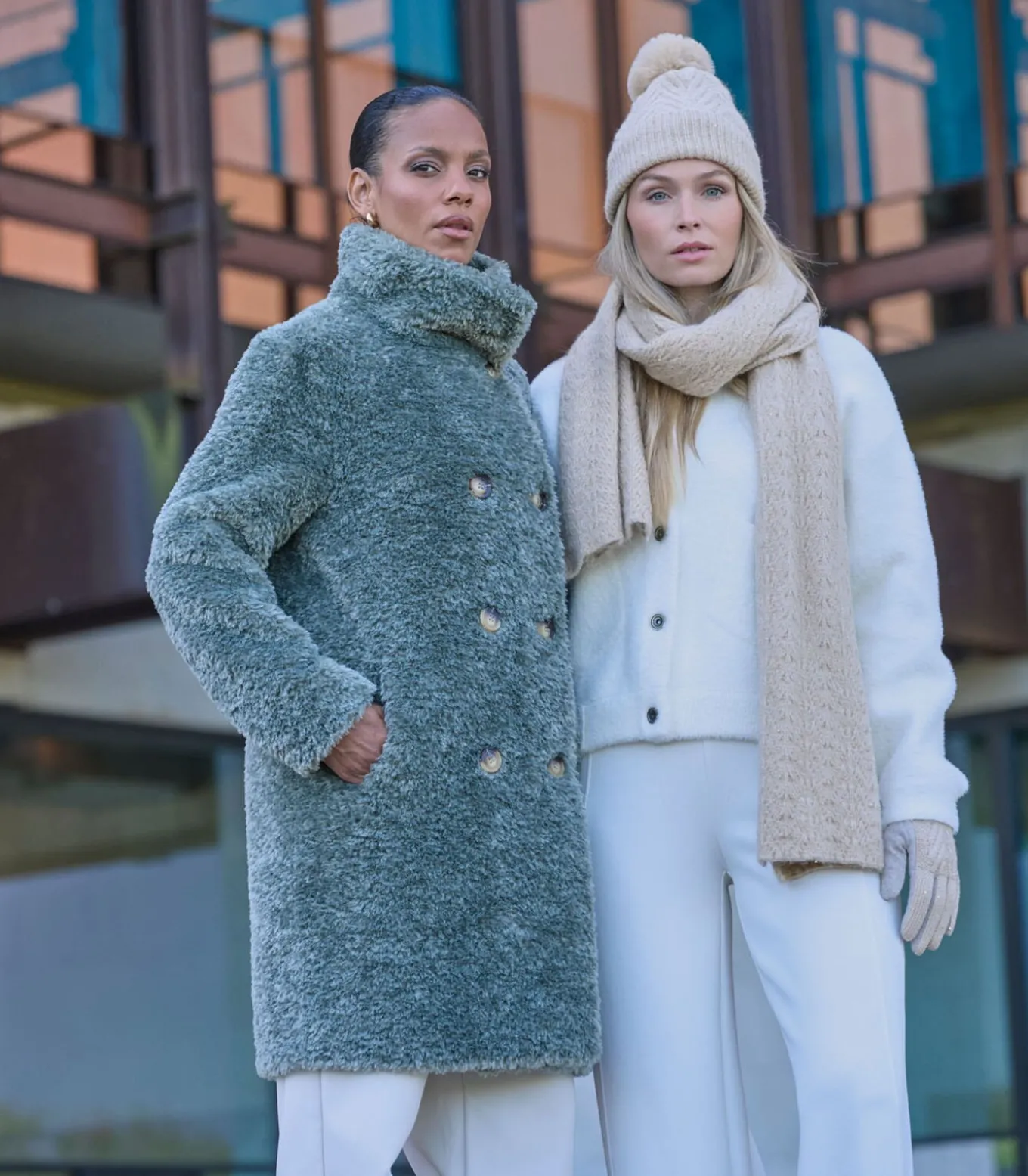 Gebreide sjaal Licht beige OS