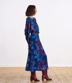 Geprinte pruim uitlopende midirok