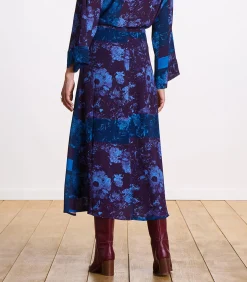 Geprinte pruim uitlopende midirok