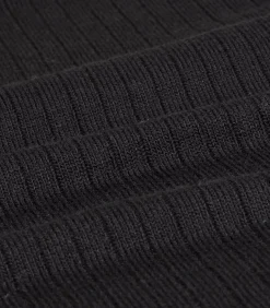 Geribde damestanktop Zwart