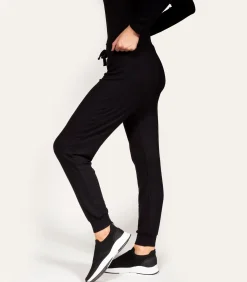 Geribde joggerbroek voor dames Zwart