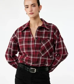 Geruite Lange Mouwen Flanellen Oversized Shacket