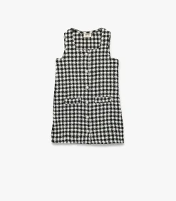 Geruite Mouwloze Jurk met Knoopdetail