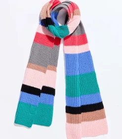 Gestreepte gebreide rechthoekige sjaal LOMASI