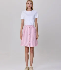 Gestreepte korte rok met knopen