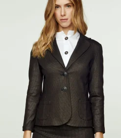 Getailleerd Punto di Roma-jack met print, met opgestikte zakken