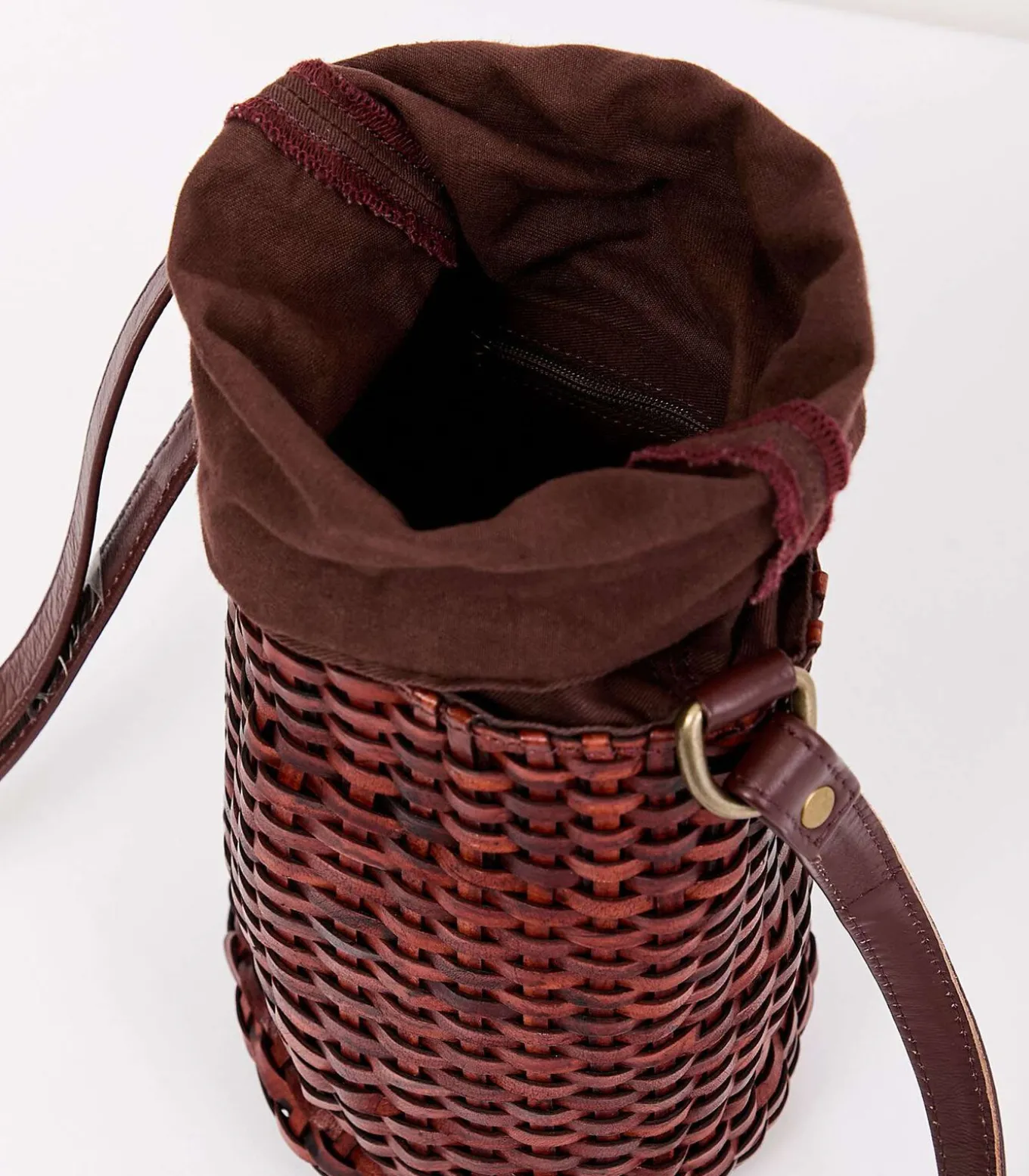 Gevlochten leren emmertas MILK