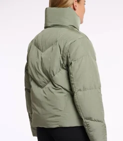 Gewatteerd jack met hoge kraag Groene as 38