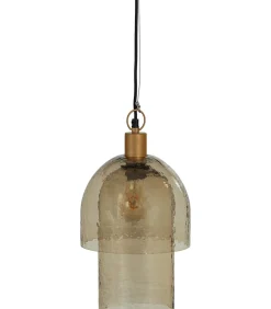 Gigi Hanglamp Dubbele Kap - Gehamerd Glas - Naturel - 31x22x22