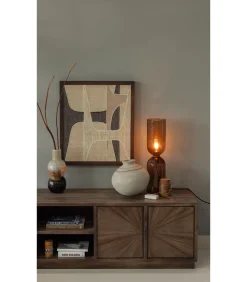 Gigi Tafellamp Gehamerd Glas 51xØ15 cm- Bruin