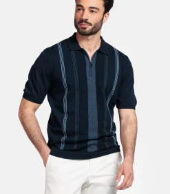 Giordano Enzo Knitted Polo – Melange Blauw