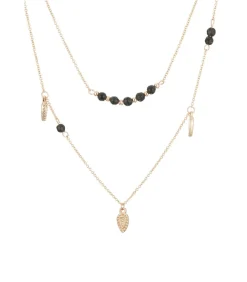 Goud en obsidiaan ketting