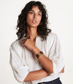 Gouden elastische armband met tweekleurige hars