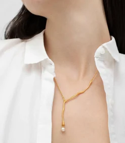 Gouden ketting Eclat met witte parel