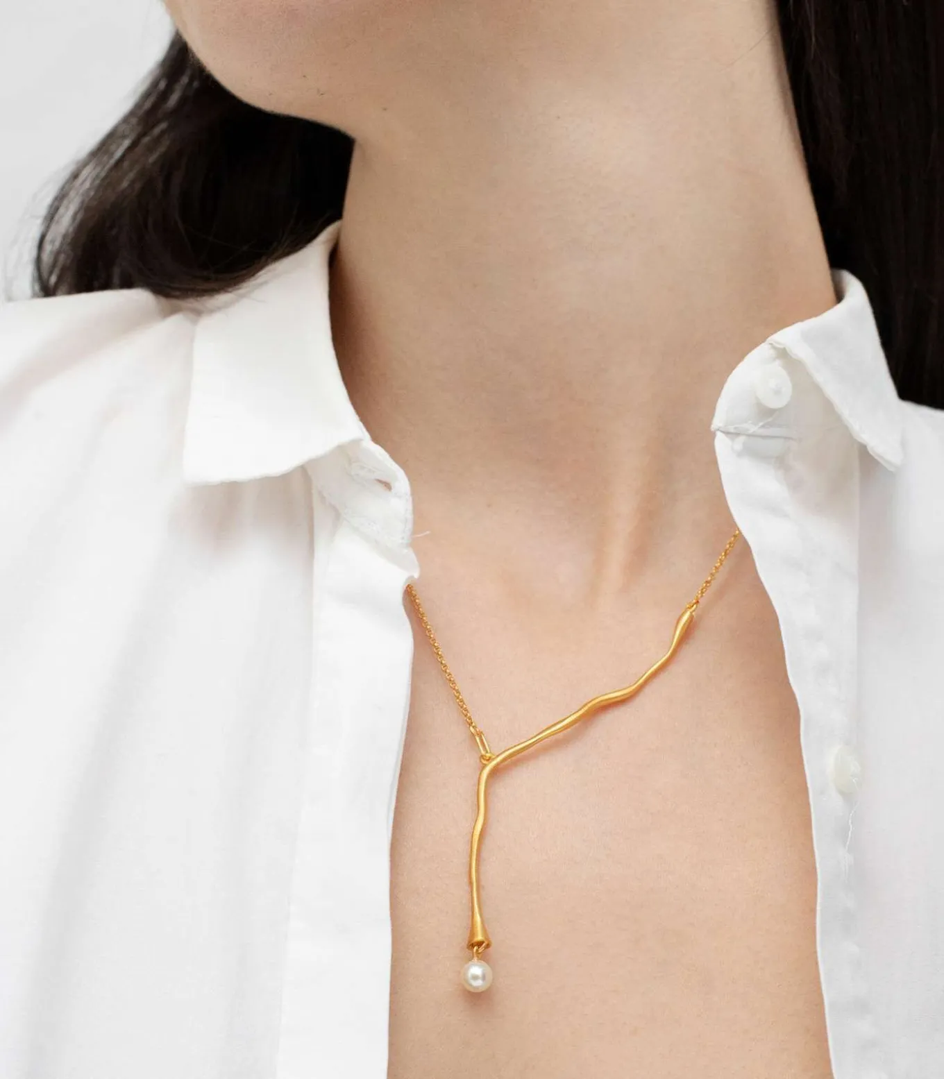 Gouden ketting Eclat met witte parel