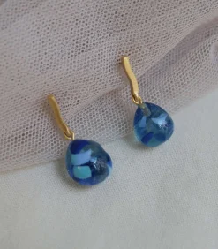 Gouden oorbellen Gaudí Jewelry blauw