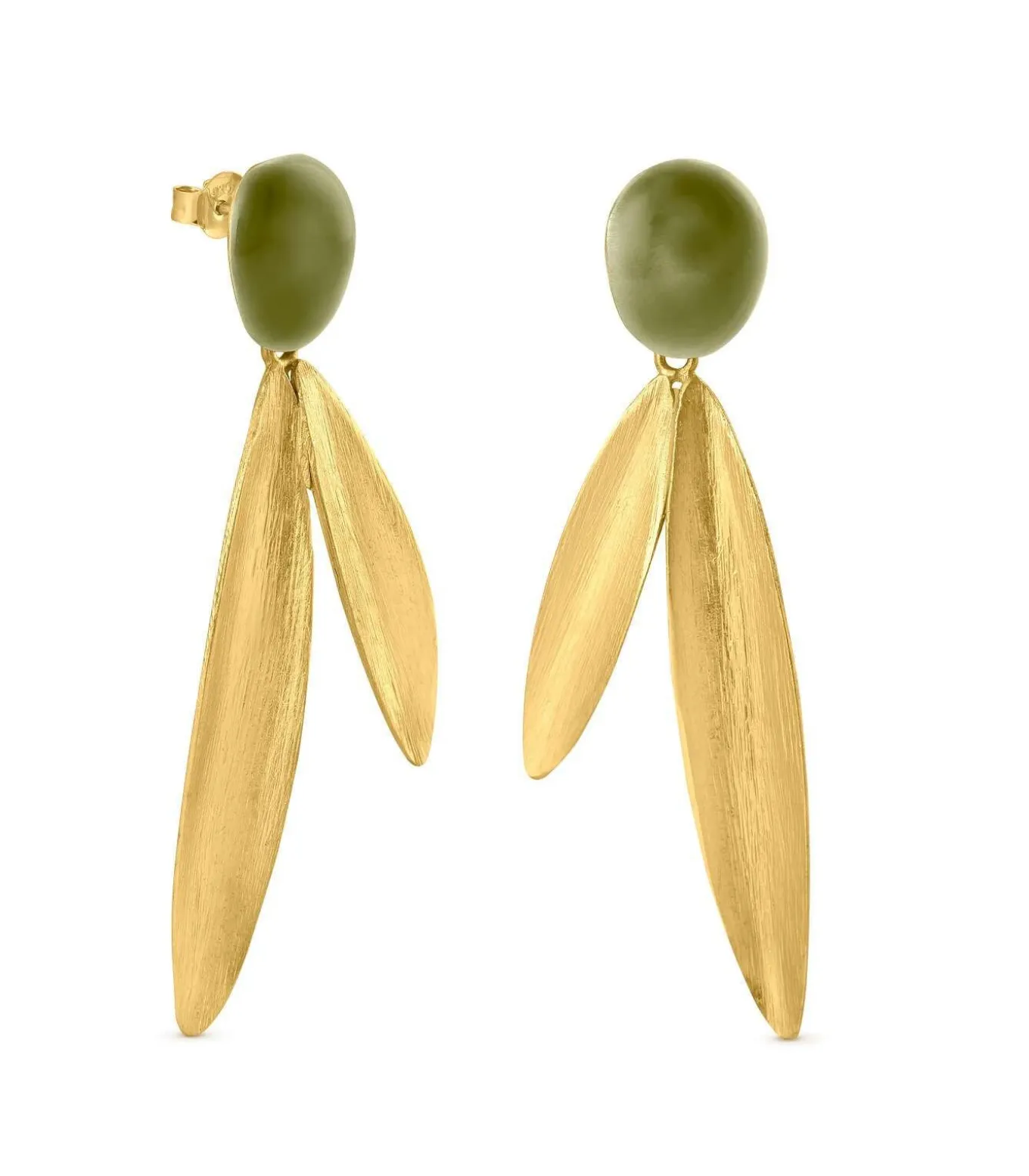 Gouden oorbellen Olivia met twee bladeren