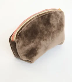 GRAPHITE LEYLAK Bruine fluwelen pouch