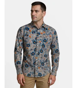 Grijs herenoverhemd met bloemen