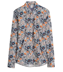 Grijs herenoverhemd met bloemen