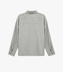 Grijze Blouse Lange Mouwen met Knoopsluiting