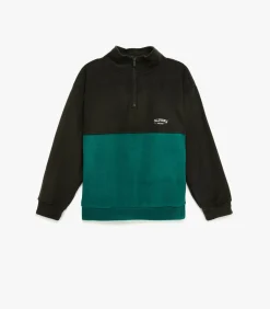 Groen Kindersweatshirt Met Kleurblokken En Hoge Kraag