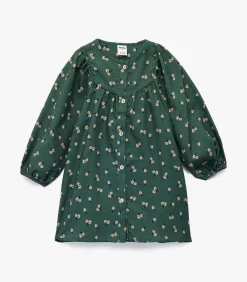 Groen Meisjesjurk Katoen Bloemenprint Lange Mouwen