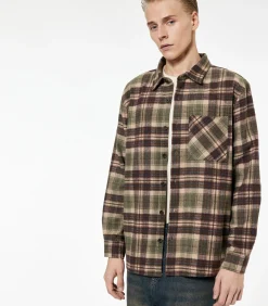 Groene Herenblouse Regular Fit Lange Mouwen Geruit