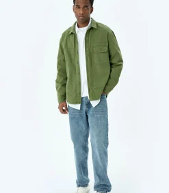 Groene Mannen Oversized Spijkerjas Lange Mouwen