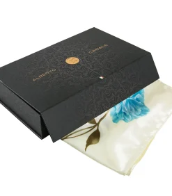 Grote zijden sjaal Flora White Zoé