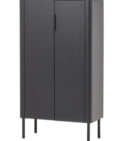 Gunnar 2-Deurs Kast - Grenen - Matzwart -135x85x39