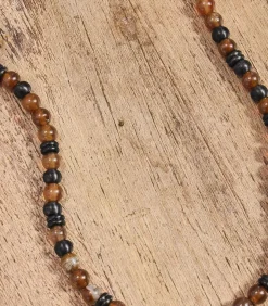 Halsketting voor mannen, roestvrij staal, stalen kralen, agaat