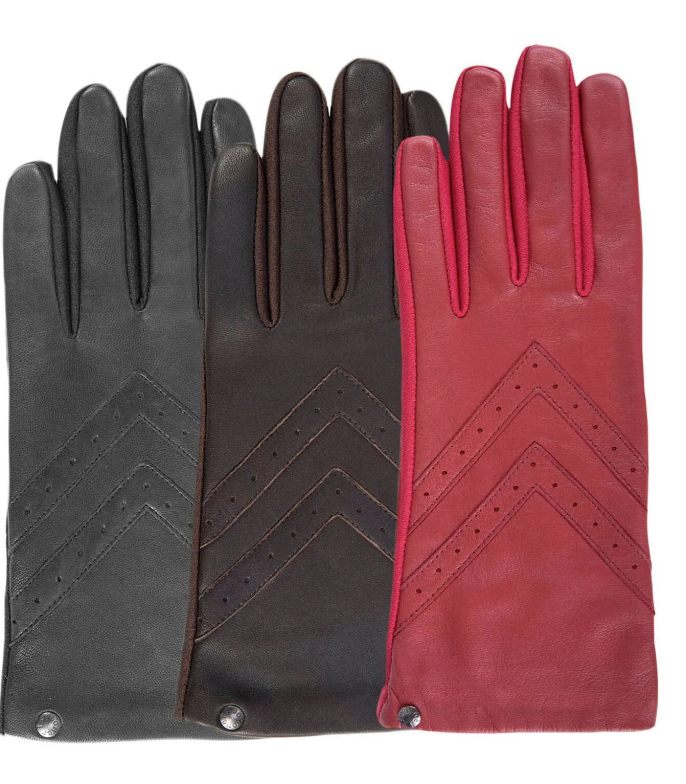 Handschoenen van tactiel leer en stof voor dames Rood