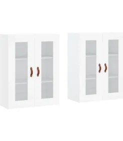 Hangkasten 2 st bewerkt hout wit