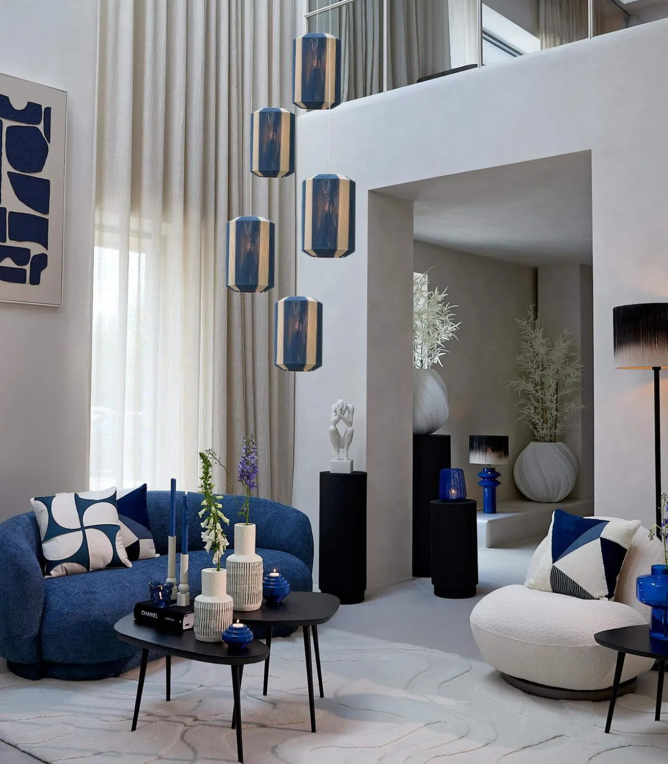 Hanglamp Kozana - Donkerblauw - Ø36cm