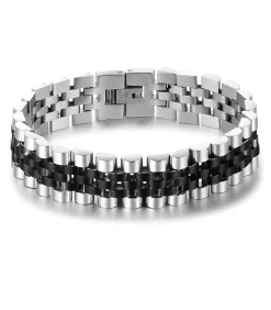 Heren Armband Jubilee - Zilver / Zwart Kleurig - Staal