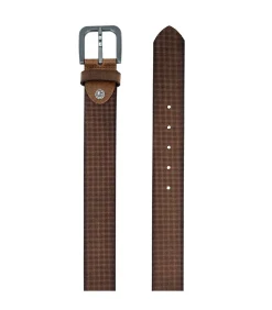 heren riem reliëf leer bruin 40mm