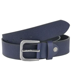 heren riem reliëf leer marineblauw 40mm