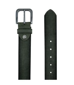 heren riem reliëf leer olijfgroen