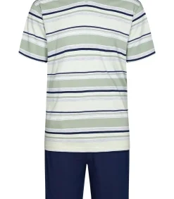 Heren shortama - Groen gestreept - Maat S