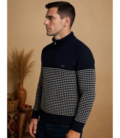 Herentrui in twee texturen met hoge hals