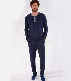 Heren-T-shirt met lange mouwen Navy