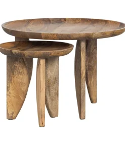 High Heels Bijzettafels - Mangohout - Naturel - Set van 2