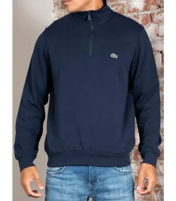 High neck zip up fleece sweatshirt - navy blue