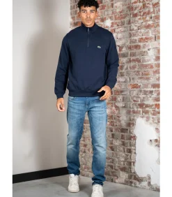 High neck zip up fleece sweatshirt - navy blue