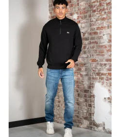 High neck zip up fleece sweatshirt - black