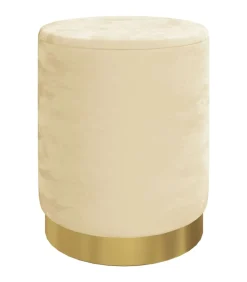 Hocker met opbergruimte rond fluweel 31 x 37 cm abrikooskleurig
