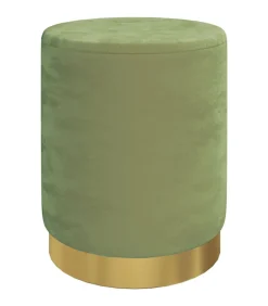 Hocker met opbergruimte rond fluweel 31 x 37 cm mosterdgroen